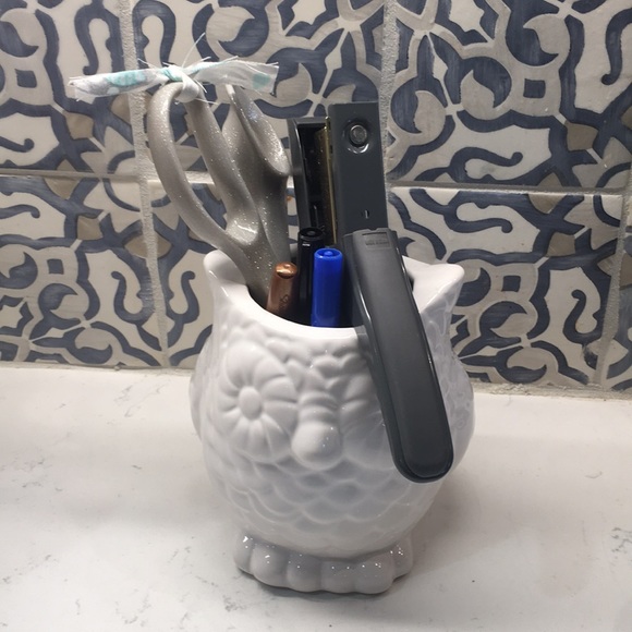 🦉🤍white ceramic owl VASE/UTENSIL HOLDER 🤍🦉 - Picture 7 of 7